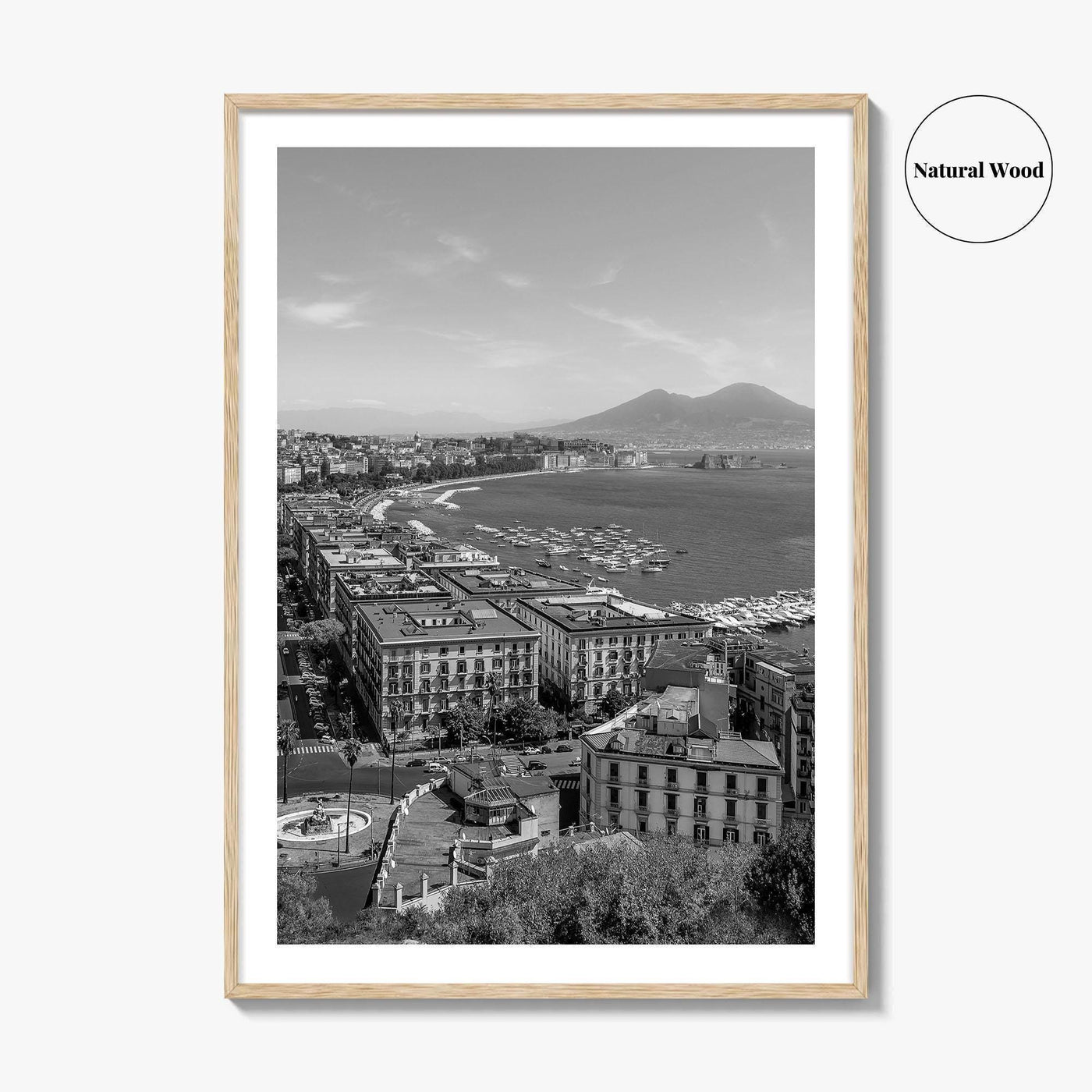 Naples Italy Black and White Fine Art Photo Print, Napoli Coastline, Campania Wall Poster