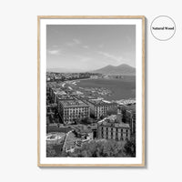 Naples Italy Black and White Fine Art Photo Print, Napoli Coastline, Campania Wall Poster