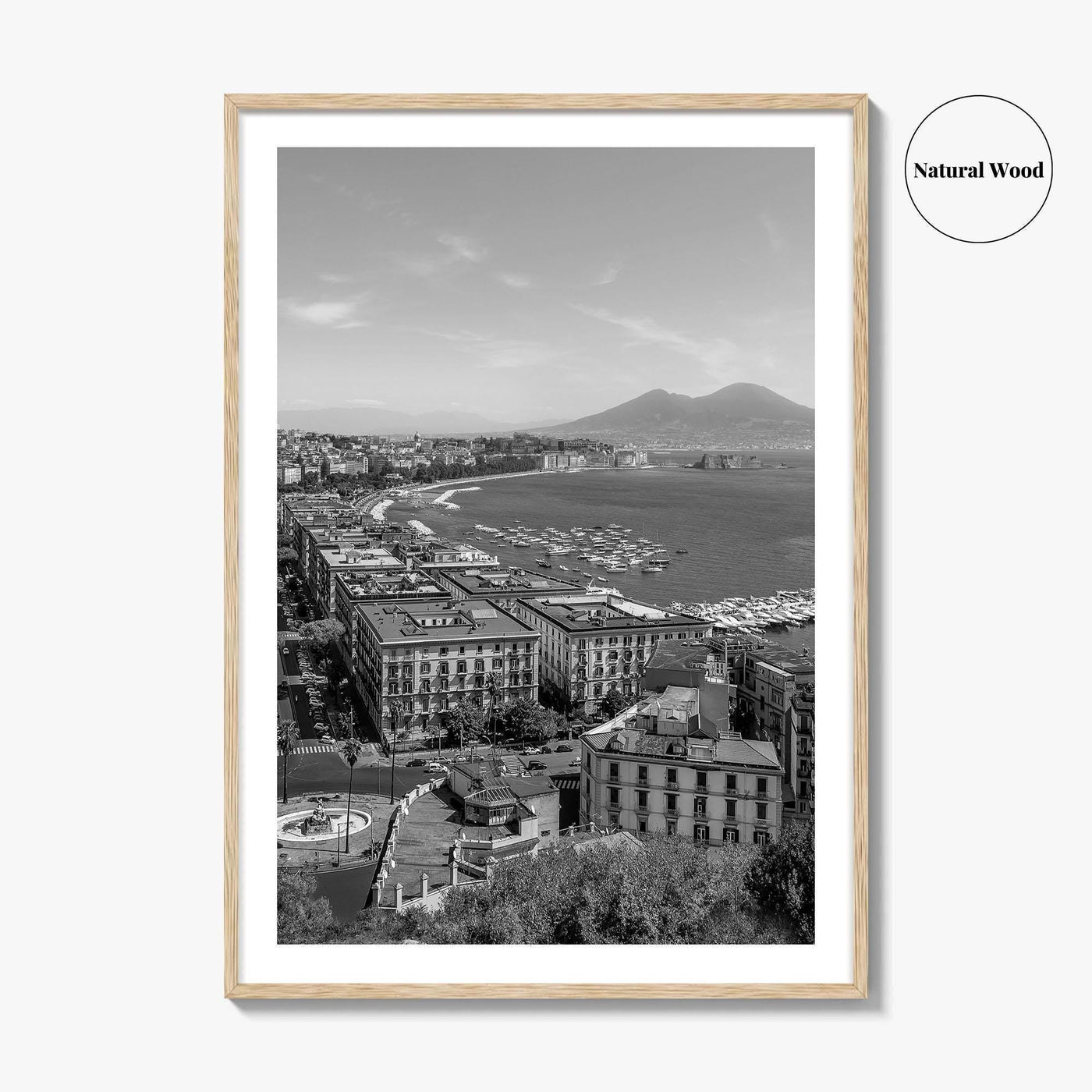 Naples Italy Black and White Fine Art Photo Print, Napoli Coastline, Campania Wall Poster
