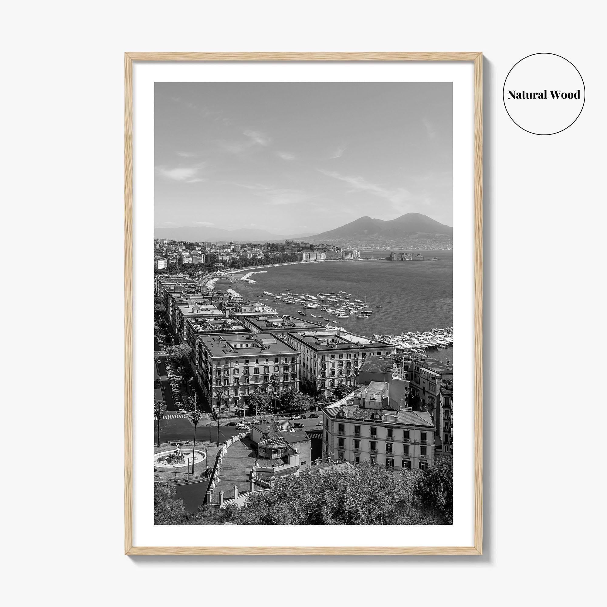 Naples Italy Black and White Fine Art Photo Print, Napoli Coastline, Campania Wall Poster