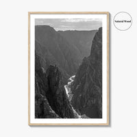 Black Canyon of the Gunnison Black and White Fine Art Photo Print, Colorado Poster