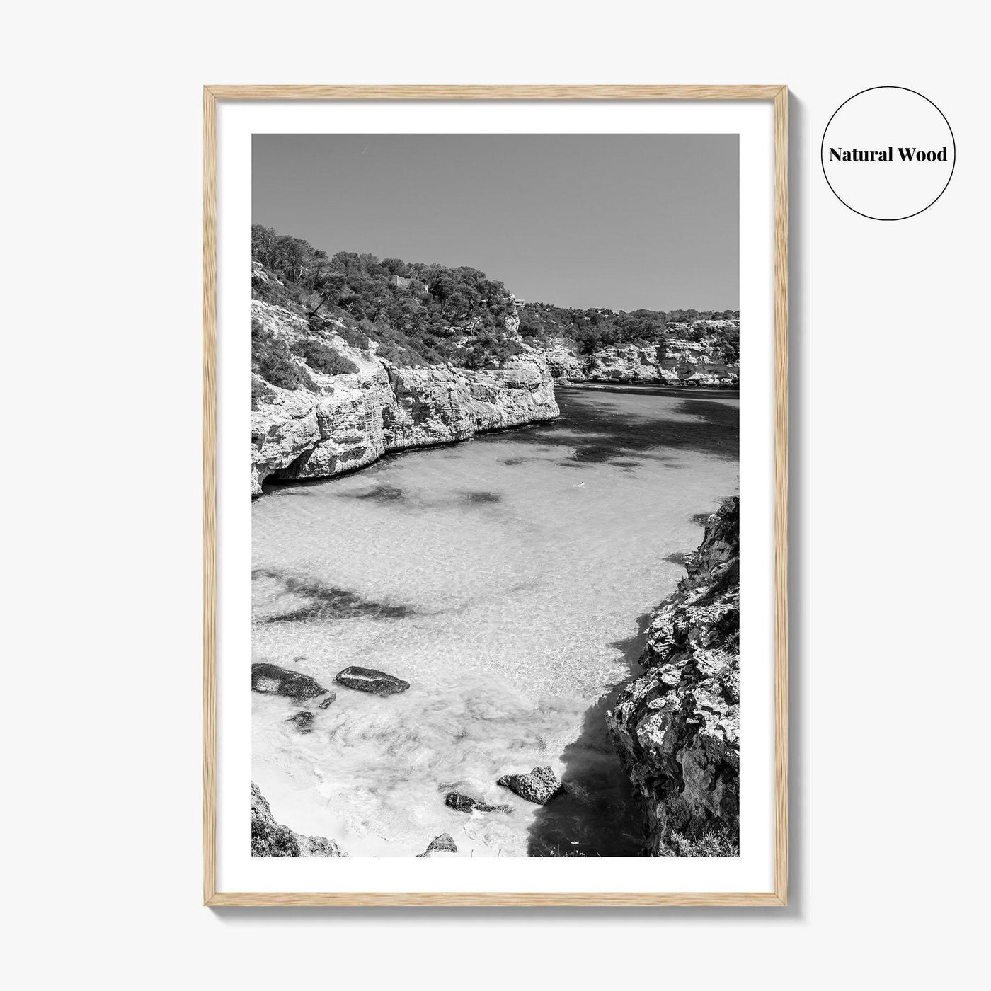 Mallorca Black and White Fine Art Photo Print, Calo Des Moro Majorca Spain Poster