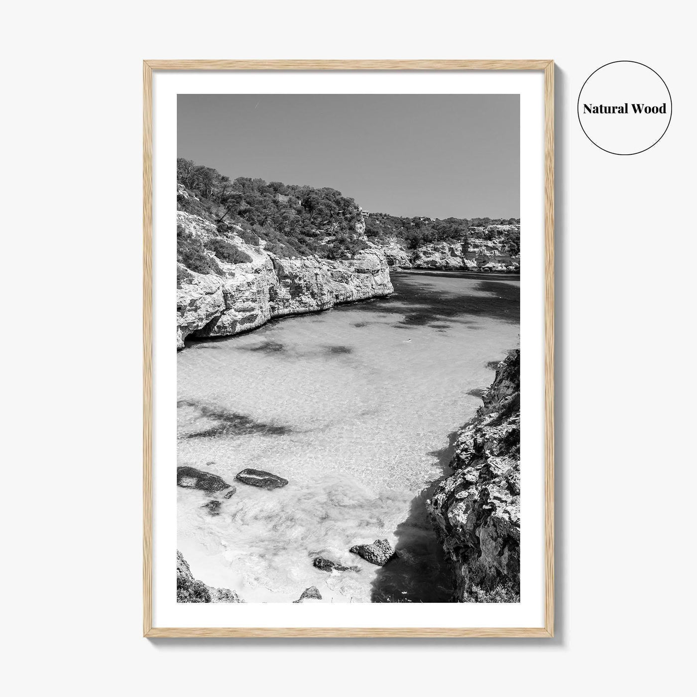 Mallorca Black and White Fine Art Photo Print, Calo Des Moro Majorca Spain Poster