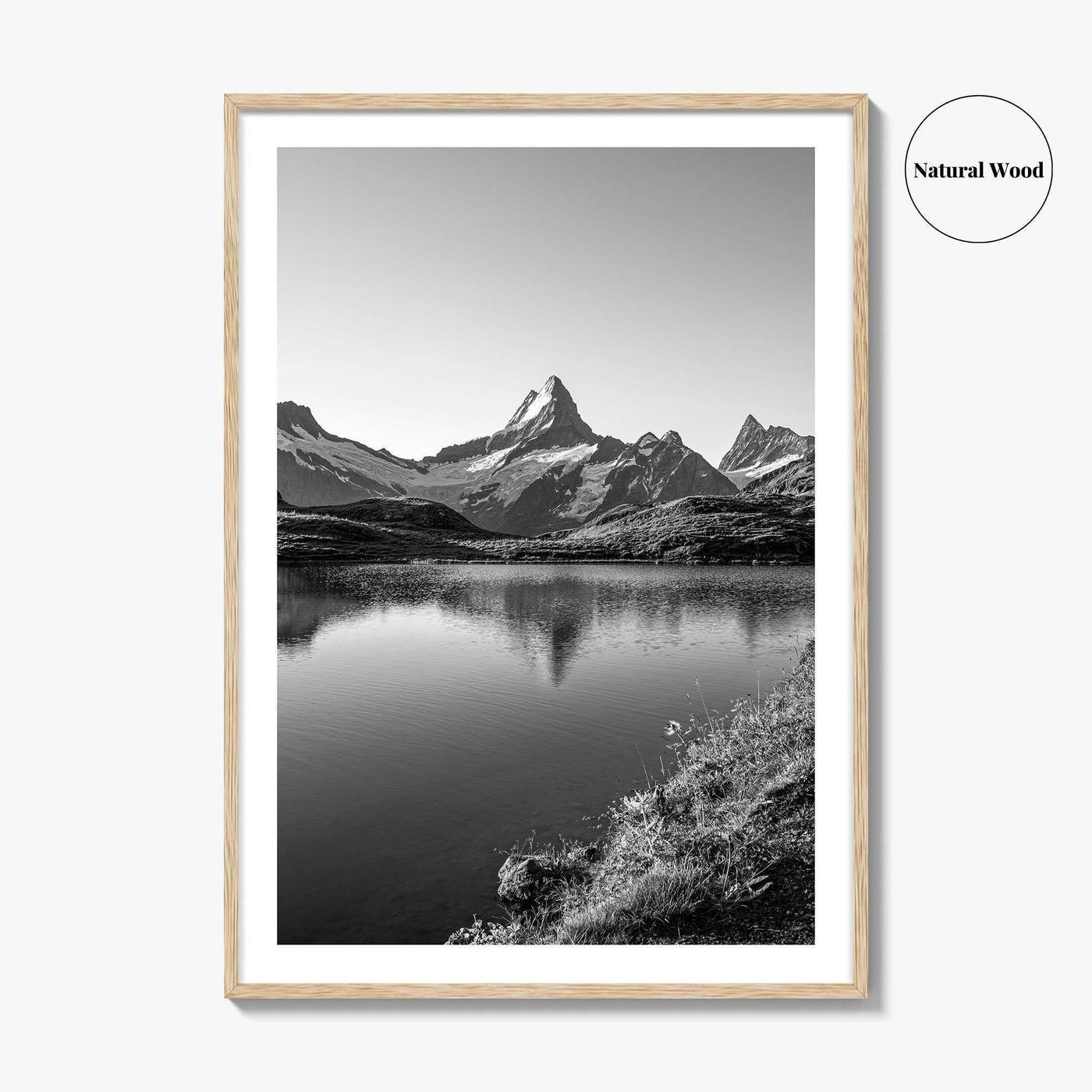 Bachalpsee Black and White Fine Art Photo Print, Eiger Grindelwald Swiss Alps Poster
