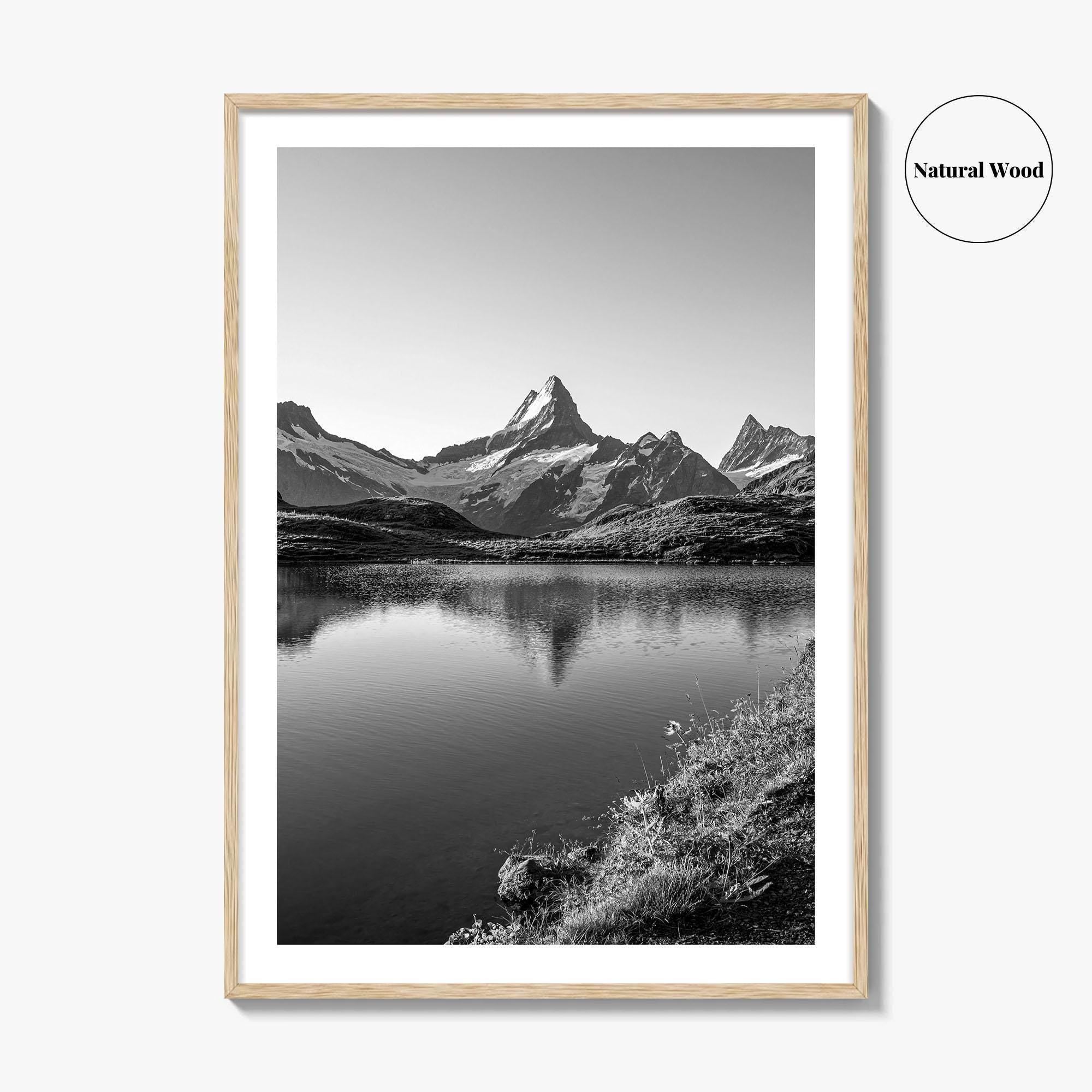 Bachalpsee Black and White Fine Art Photo Print, Eiger Grindelwald Swiss Alps Poster