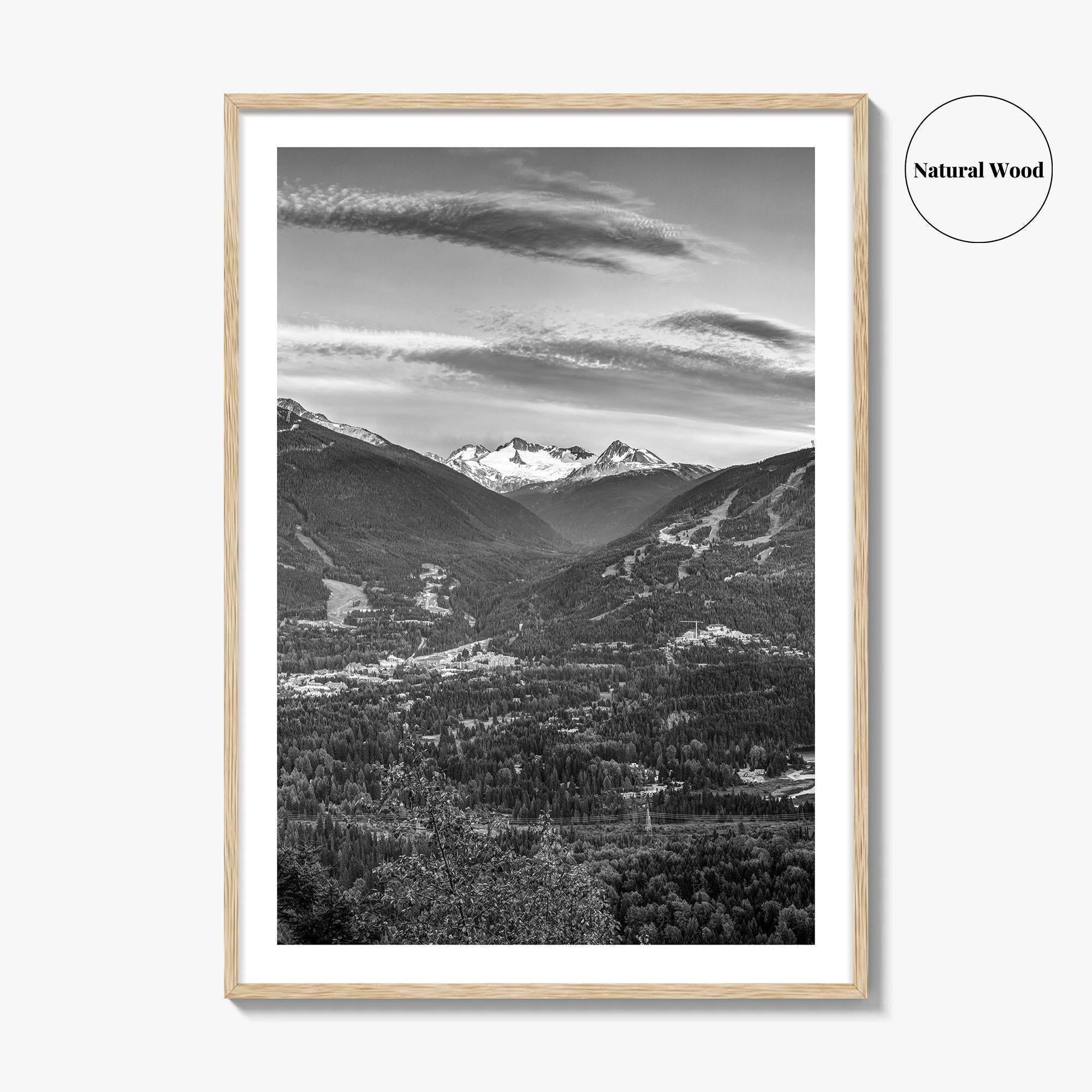 Whistler Black and White Fine Art Photo Print, Blackcomb Canada Panoramic Poster