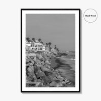 Oceanside Black and White Fine Art Photo Print, San Diego Beach Houses, California Poster