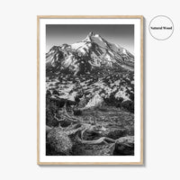 Mount Jefferson Black and White Fine Art Photo Print, Oregon Poster, USA Wall Decor