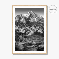 Mount Jefferson Black and White Fine Art Photo Print, Oregon Poster, USA Wall Decor