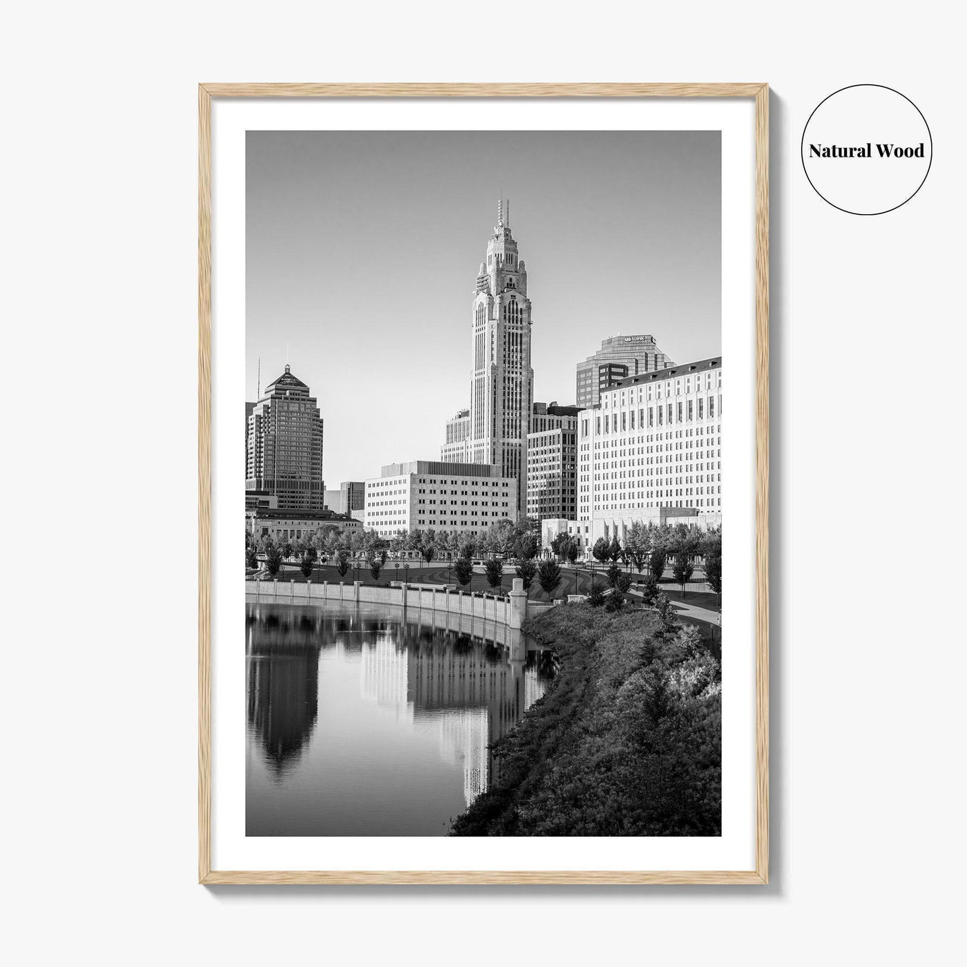 Columbus Ohio Skyline Black and White Fine Art Photo Print, Wall Poster, USA