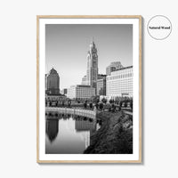 Columbus Ohio Skyline Black and White Fine Art Photo Print, Wall Poster, USA