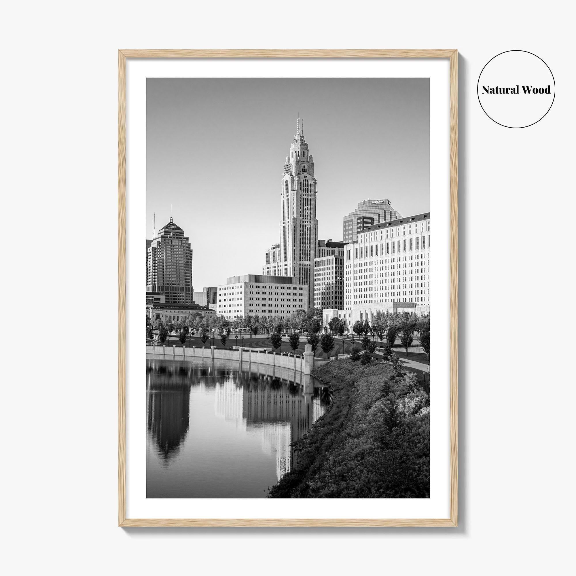 Columbus Ohio Skyline Black and White Fine Art Photo Print, Wall Poster, USA