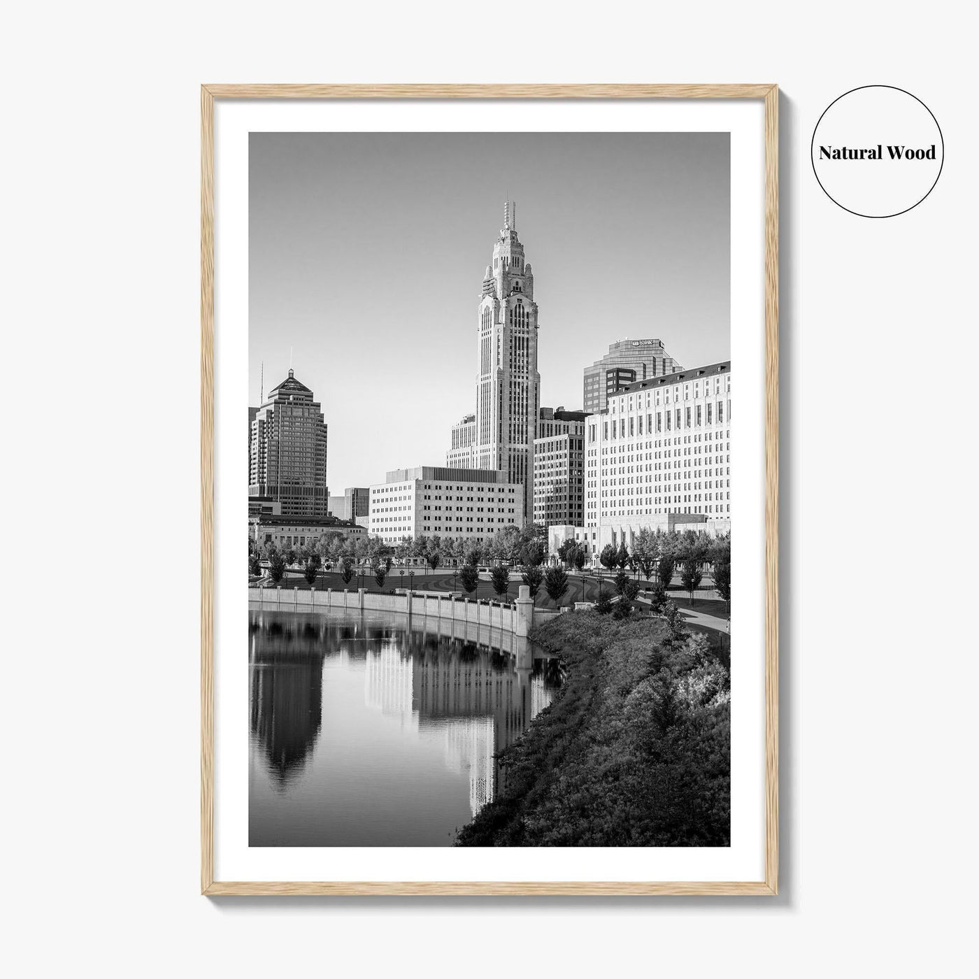 Columbus Ohio Skyline Black and White Fine Art Photo Print, Wall Poster, USA
