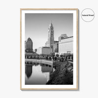 Columbus Ohio Skyline Black and White Fine Art Photo Print, Wall Poster, USA