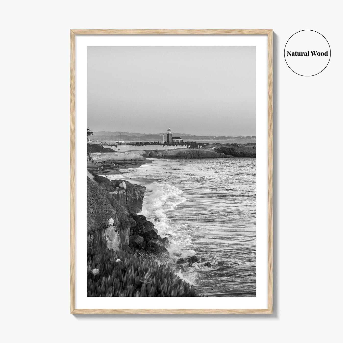 Santa Cruz Black and White Fine Art Photo Print, Surfing California Poster