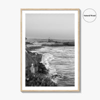 Santa Cruz Black and White Fine Art Photo Print, Surfing California Poster