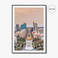 Sacramento Skyline Fine Art Photo Print, Aerial, California, USA, Wall Decor Poster