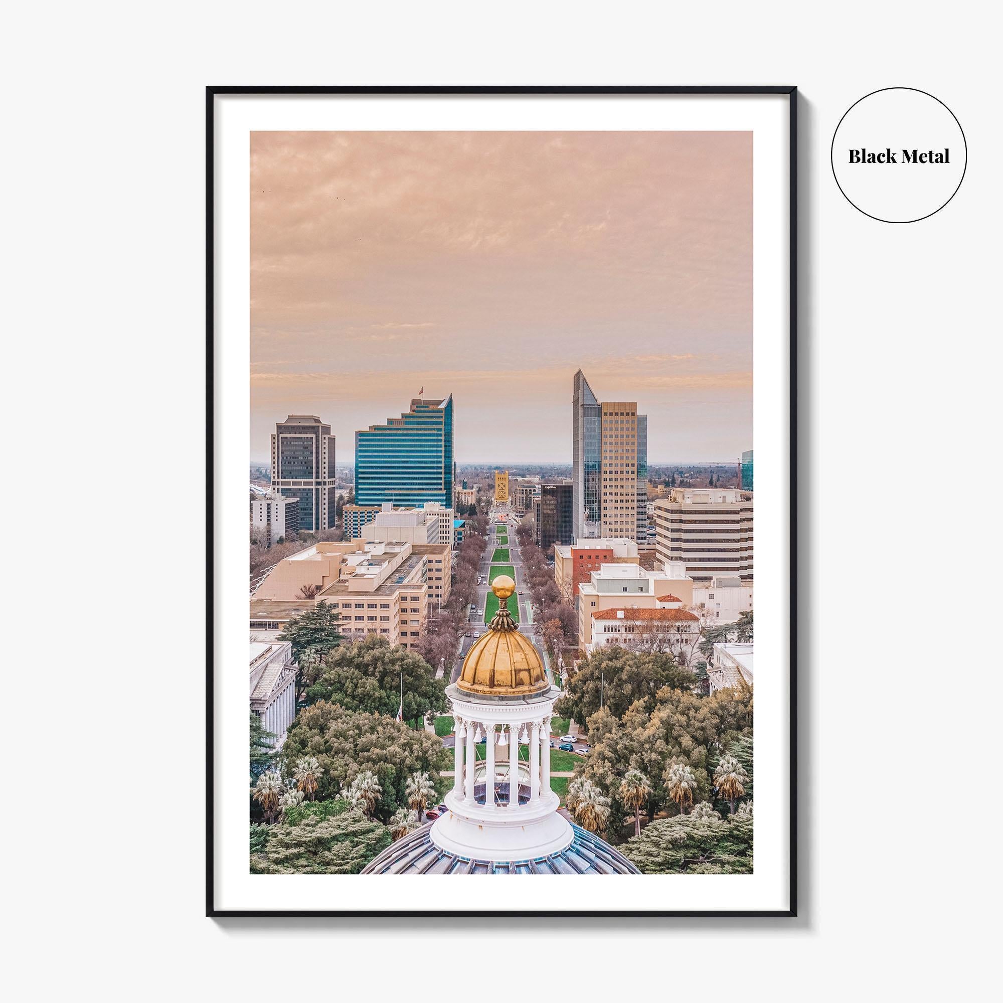 Sacramento Skyline Fine Art Photo Print, Aerial, California, USA, Wall Decor Poster