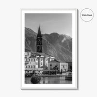 Bay of Kotor Black and White Fine Art Photo Print, Perast Montenegro, Wall Poster