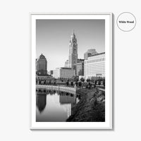 Columbus Ohio Skyline Black and White Fine Art Photo Print, Wall Poster, USA