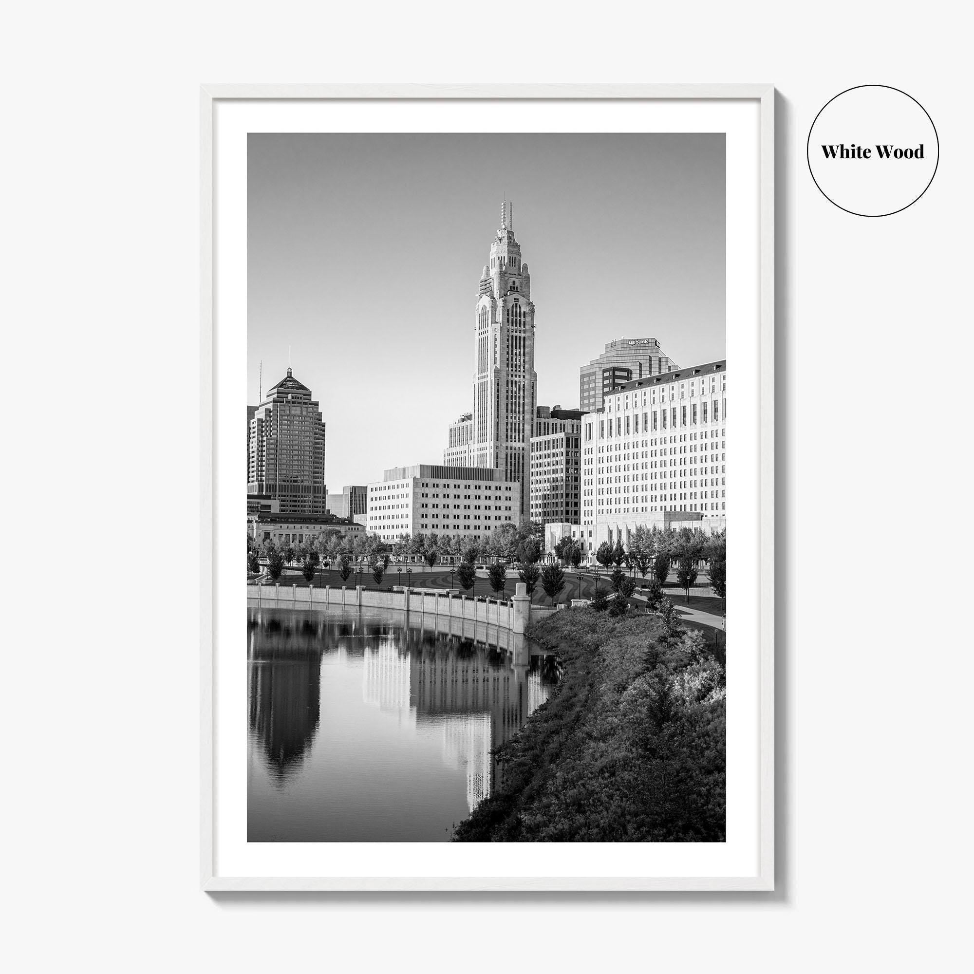 Columbus Ohio Skyline Black and White Fine Art Photo Print, Wall Poster, USA