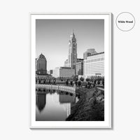 Columbus Ohio Skyline Black and White Fine Art Photo Print, Wall Poster, USA
