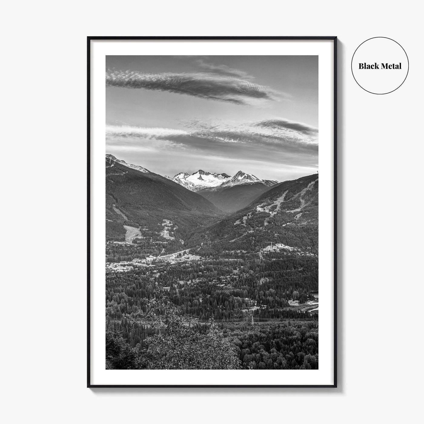 Whistler Black and White Fine Art Photo Print, Blackcomb Canada Panoramic Poster