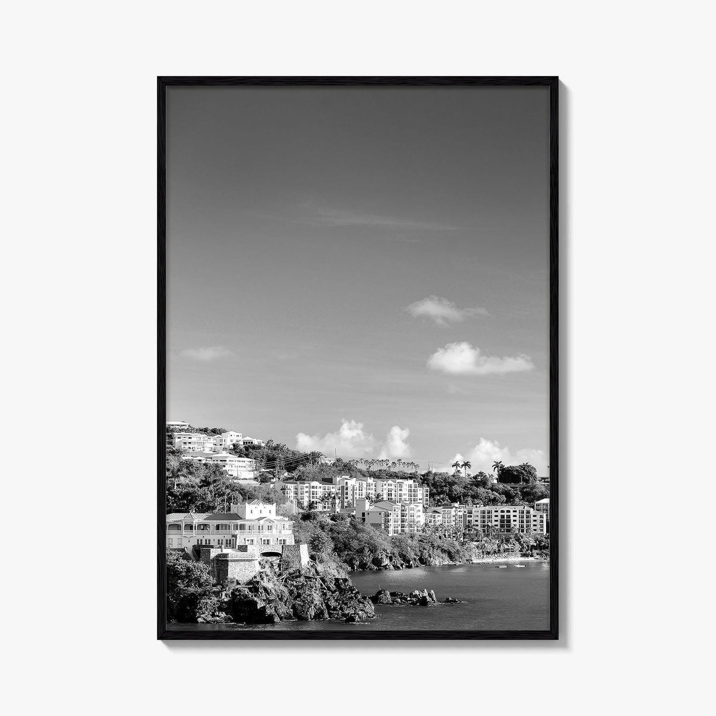 St Thomas Black and White Fine Art Photo Print, Harbor, USVI, Caribbean, Wall Decor