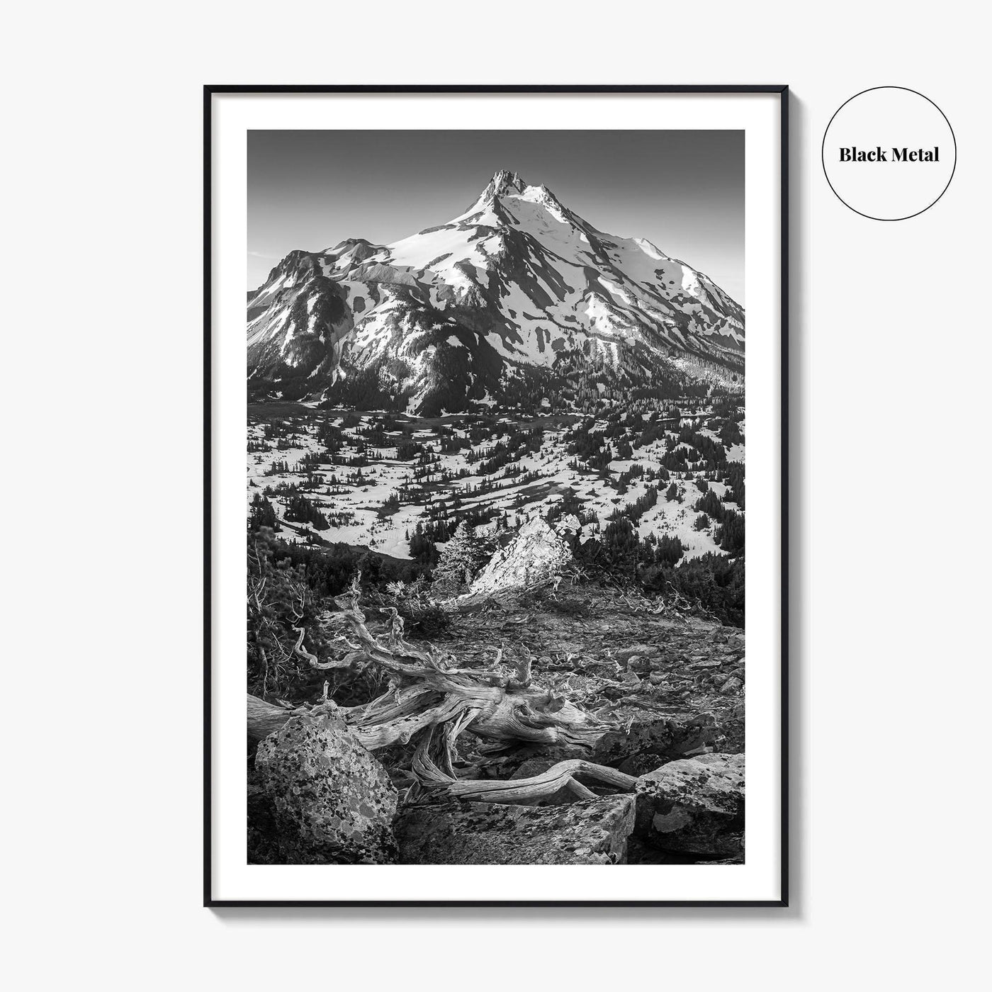 Mount Jefferson Black and White Fine Art Photo Print, Oregon Poster, USA Wall Decor