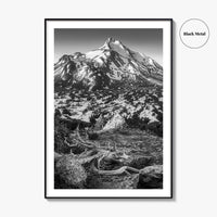 Mount Jefferson Black and White Fine Art Photo Print, Oregon Poster, USA Wall Decor
