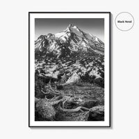 Mount Jefferson Black and White Fine Art Photo Print, Oregon Poster, USA Wall Decor