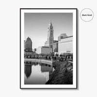 Columbus Ohio Skyline Black and White Fine Art Photo Print, Wall Poster, USA