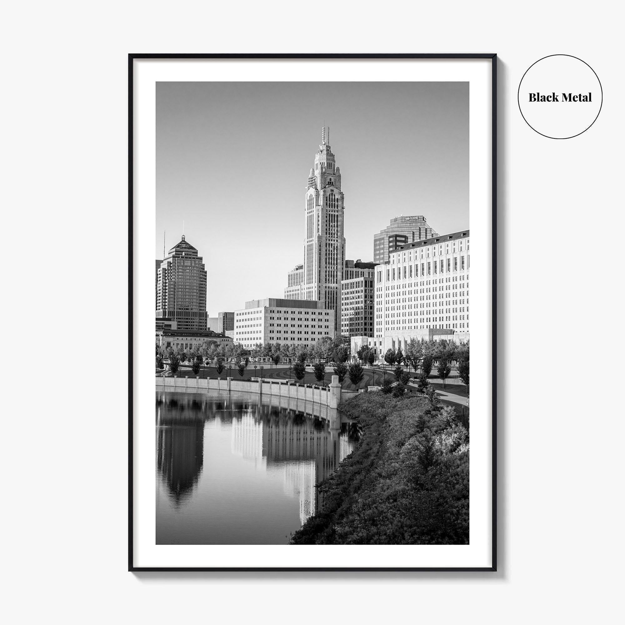 Columbus Ohio Skyline Black and White Fine Art Photo Print, Wall Poster, USA