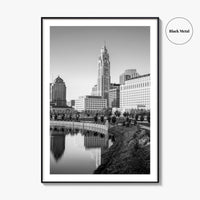 Columbus Ohio Skyline Black and White Fine Art Photo Print, Wall Poster, USA