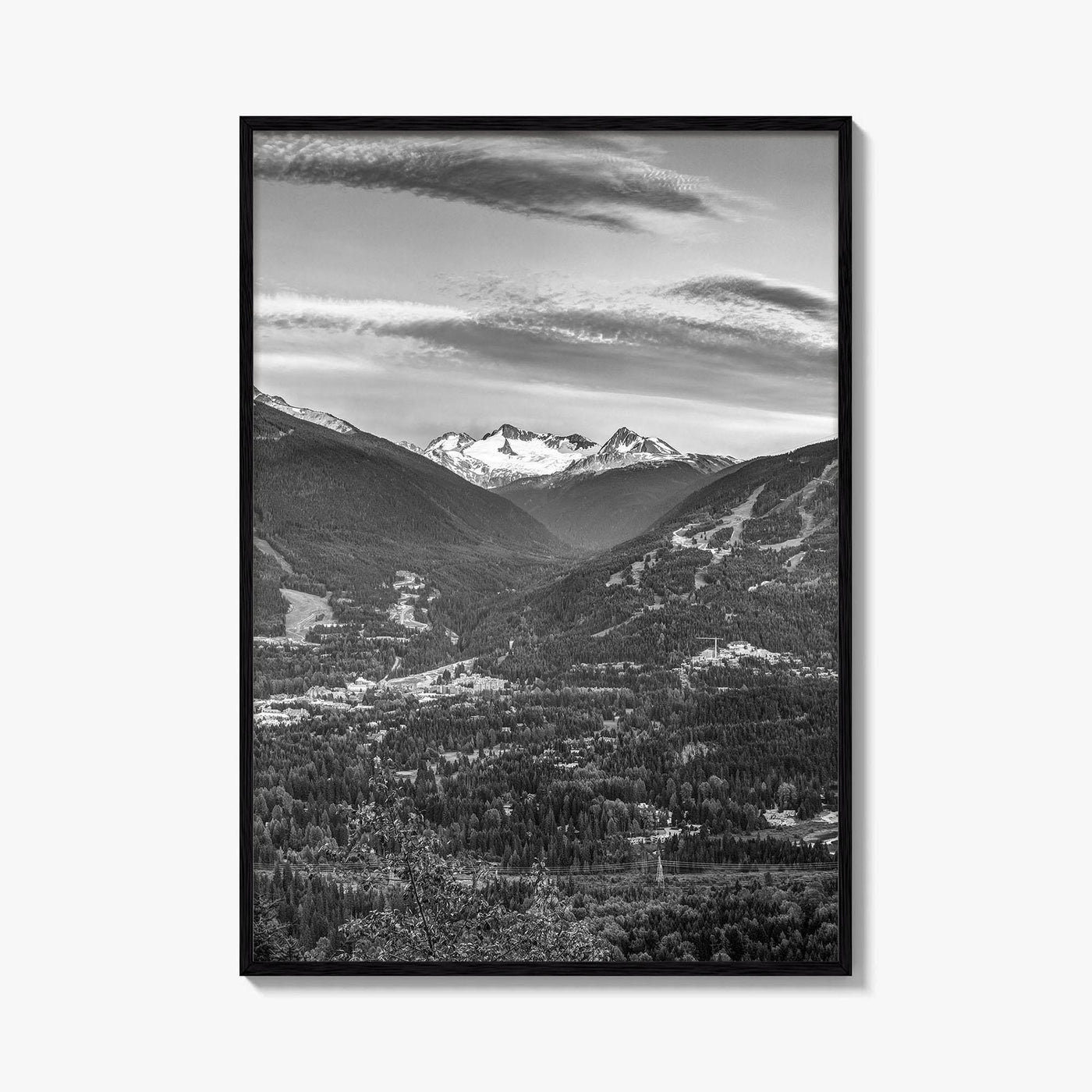Whistler Black and White Fine Art Photo Print, Blackcomb Canada Panoramic Poster