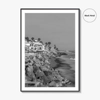 Oceanside Black and White Fine Art Photo Print, San Diego Beach Houses, California Poster
