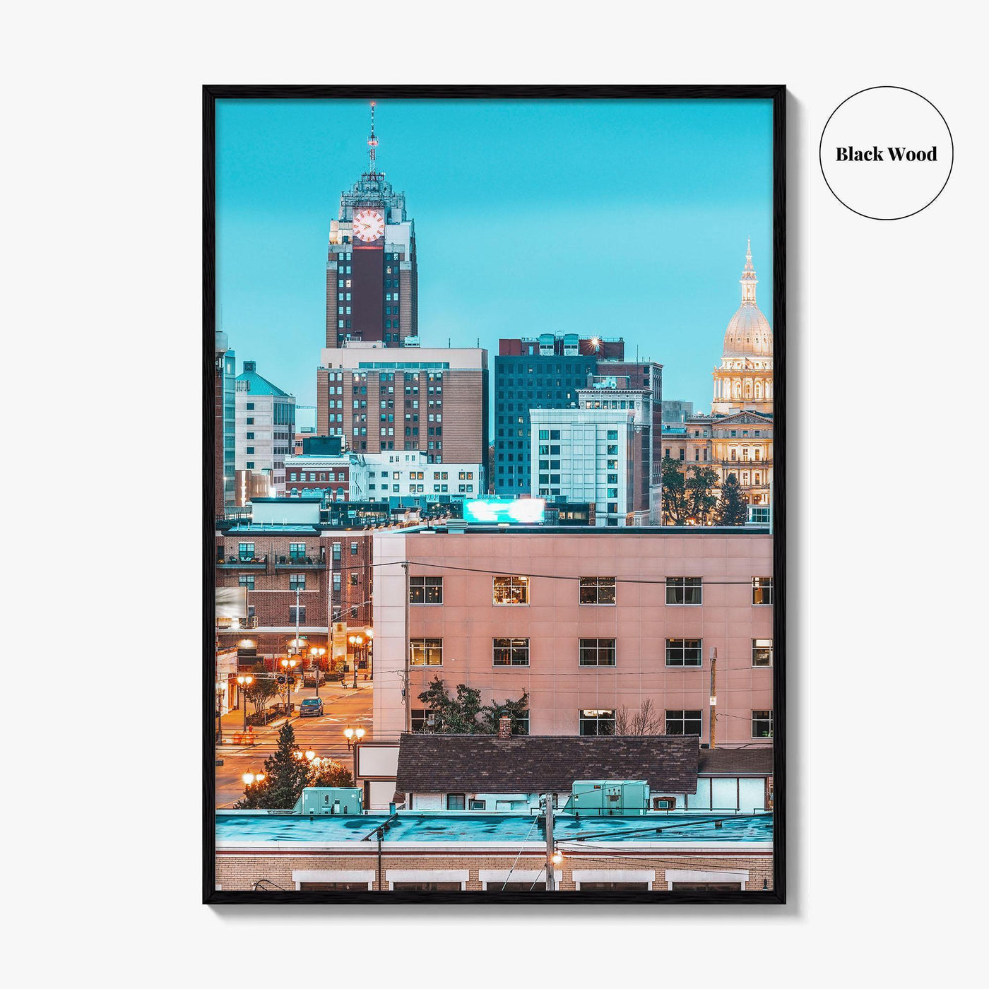 Lansing Skyline Fine Art Photo Print, Michigan USA, Downtown Wall Decor Poster