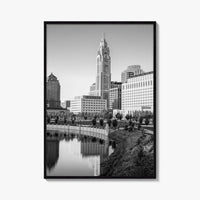 Columbus Ohio Skyline Black and White Fine Art Photo Print, Wall Poster, USA