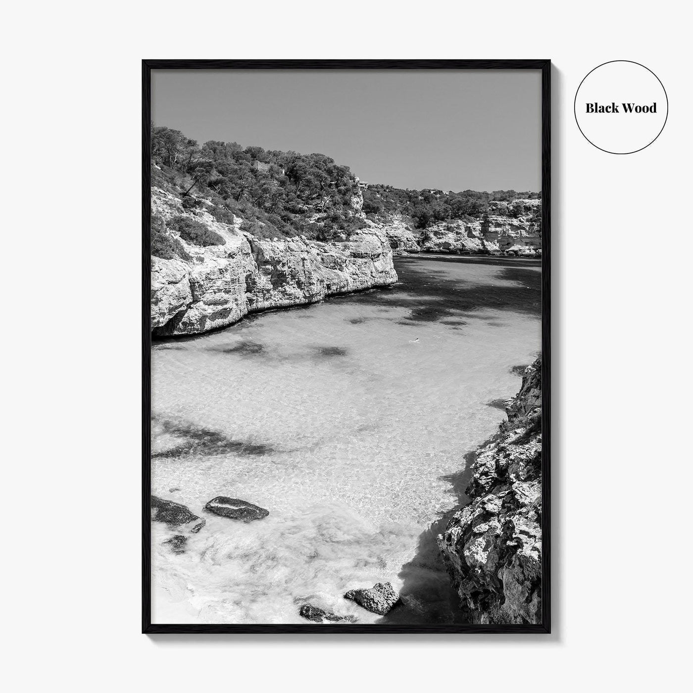 Mallorca Black and White Fine Art Photo Print, Calo Des Moro Majorca Spain Poster