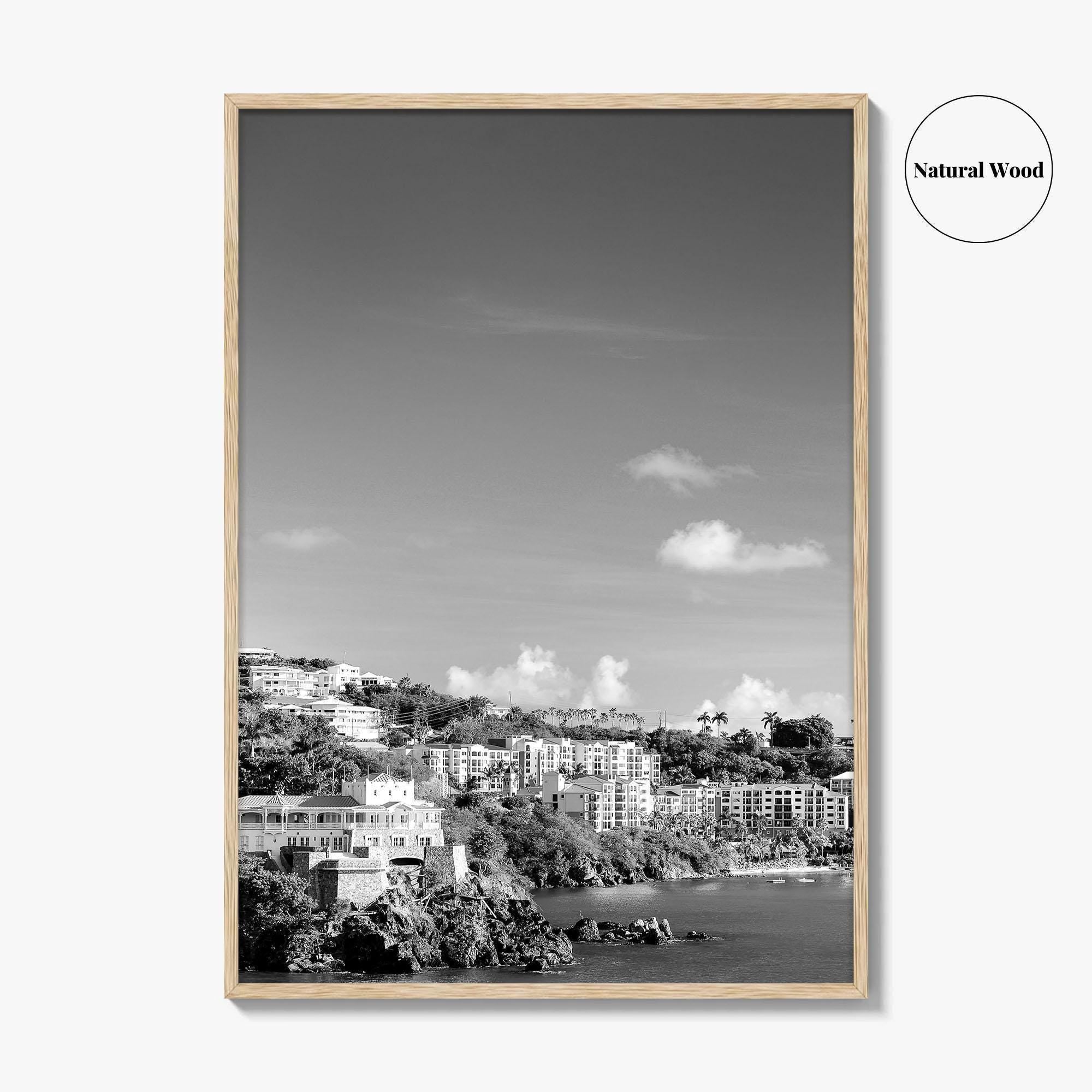 St Thomas Black and White Fine Art Photo Print, Harbor, USVI, Caribbean, Wall Decor