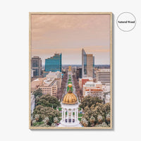 Sacramento Skyline Fine Art Photo Print, Aerial, California, USA, Wall Decor Poster