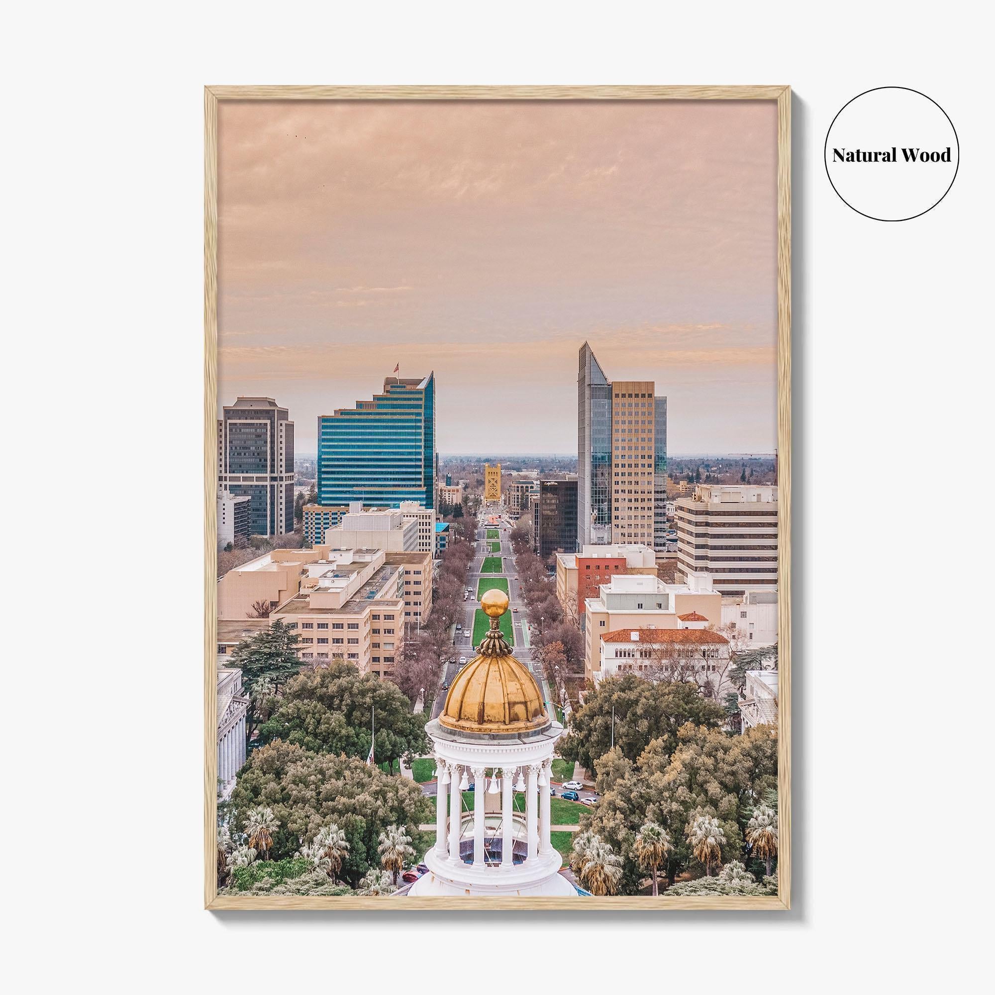 Sacramento Skyline Fine Art Photo Print, Aerial, California, USA, Wall Decor Poster
