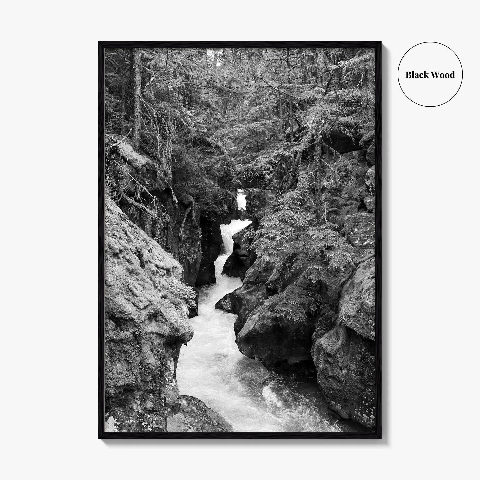 Glacier National Park Black and White Fine Art Photo Print, Montana Landscape Poster