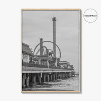 Galveston Island Black and White Fine Art Photo Print, Texas Historic Pier Poster