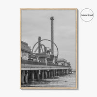 Galveston Island Black and White Fine Art Photo Print, Texas Historic Pier Poster