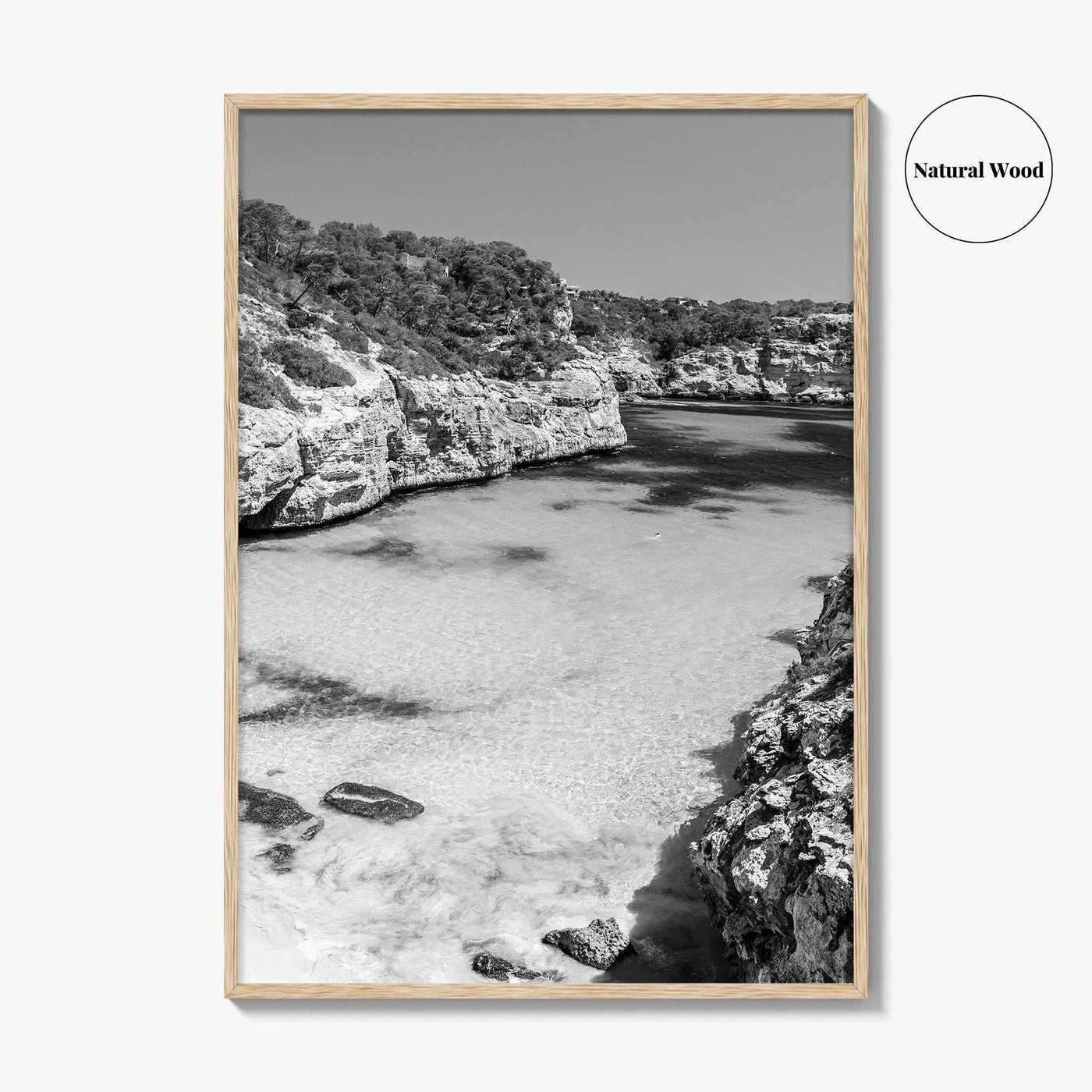 Mallorca Black and White Fine Art Photo Print, Calo Des Moro Majorca Spain Poster