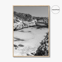 Mallorca Black and White Fine Art Photo Print, Calo Des Moro Majorca Spain Poster