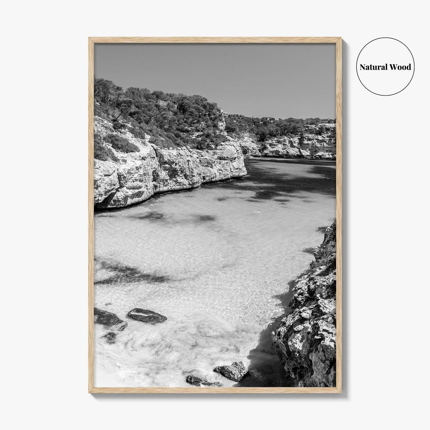 Mallorca Black and White Fine Art Photo Print, Calo Des Moro Majorca Spain Poster
