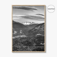 Whistler Black and White Fine Art Photo Print, Blackcomb Canada Panoramic Poster