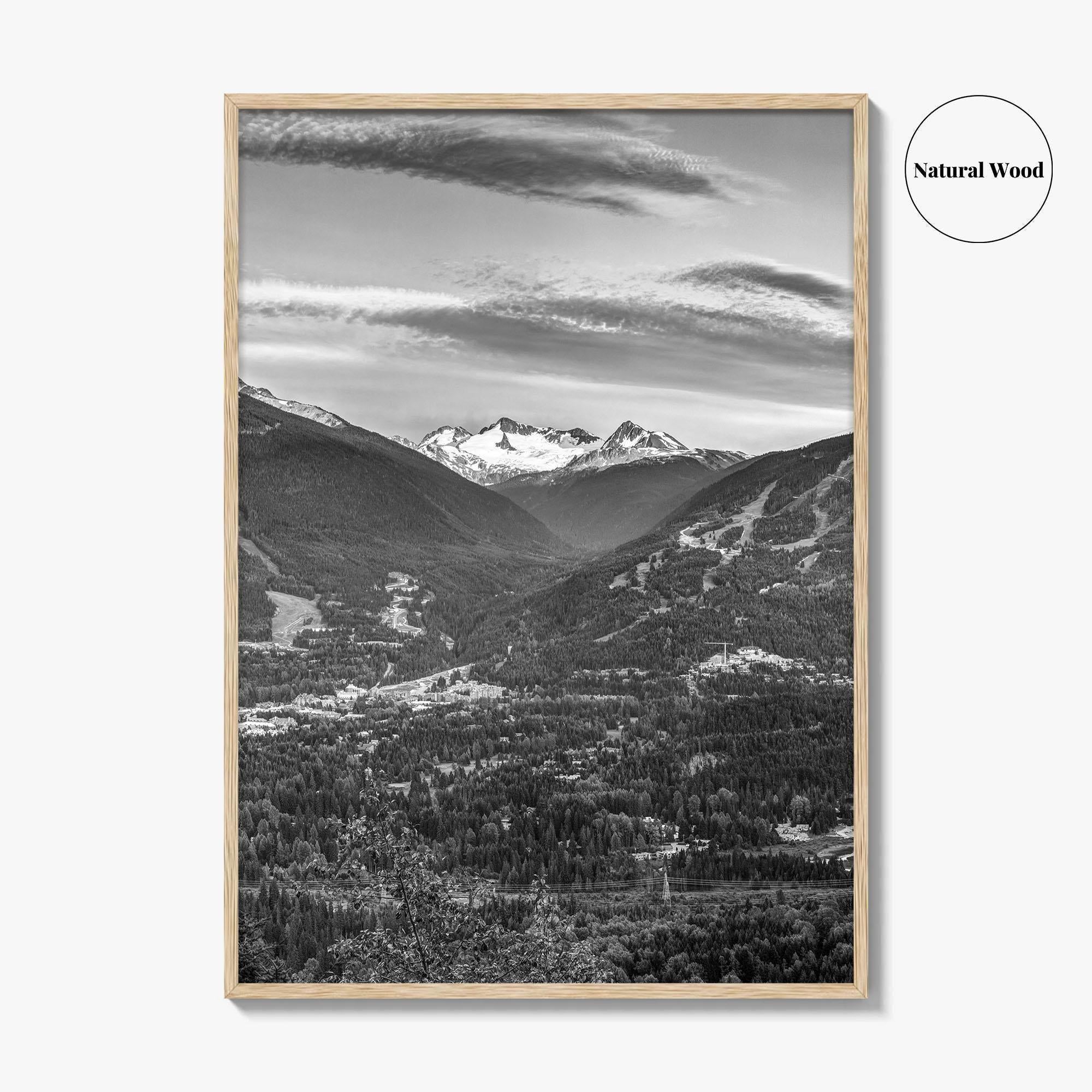 Whistler Black and White Fine Art Photo Print, Blackcomb Canada Panoramic Poster